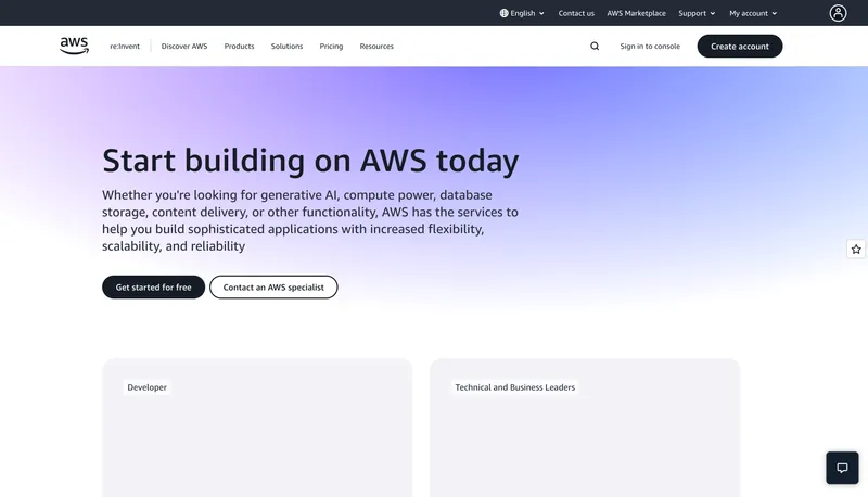 AWS homepage