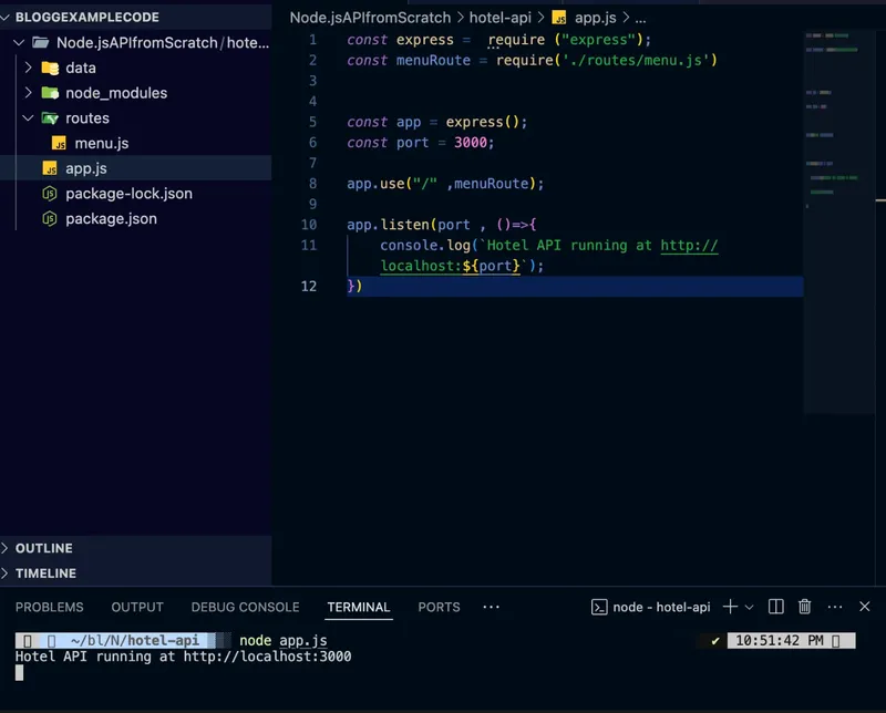 Node.js server running